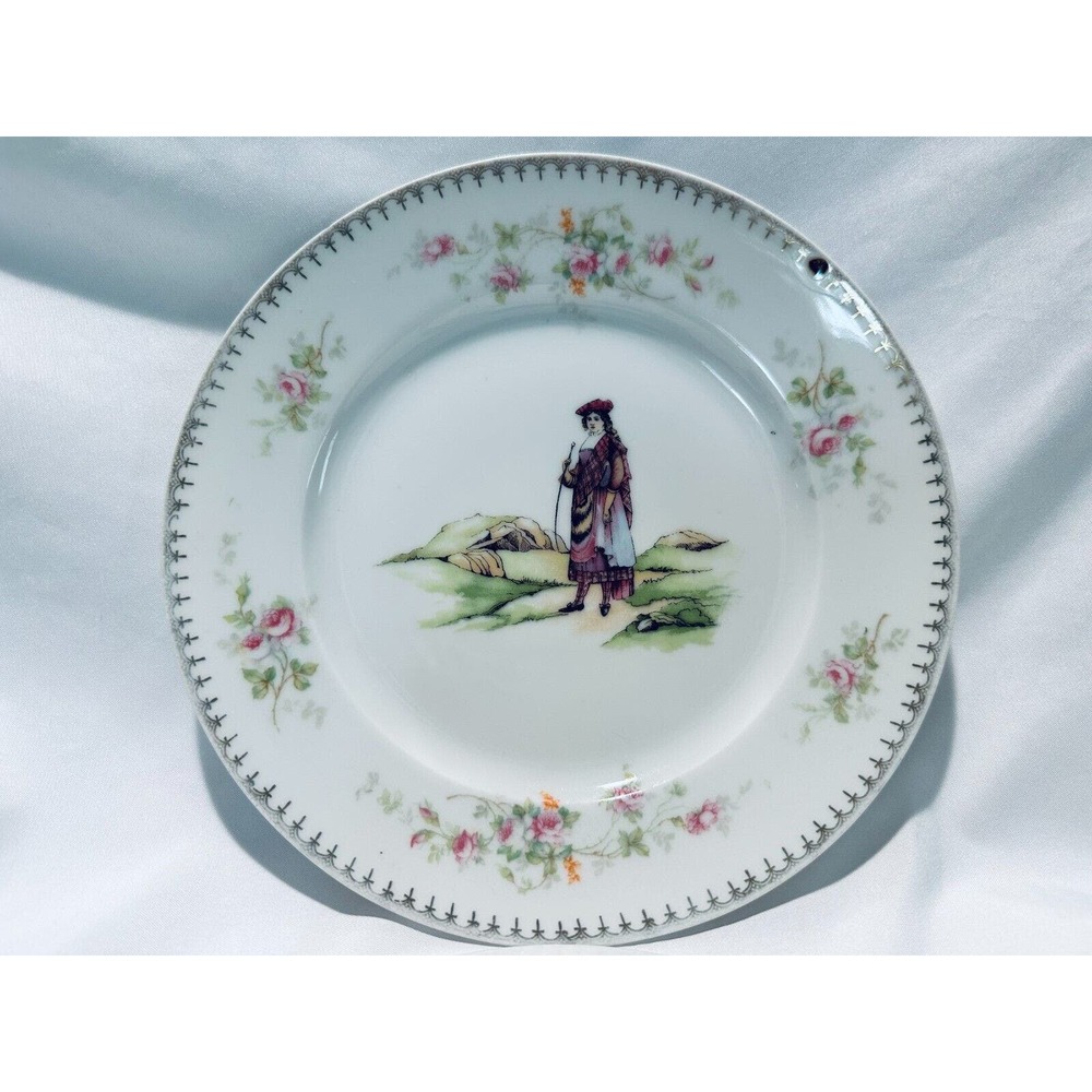 M.Z. Austria Antique 1884-1909 Plate 7.5"-Two Headed Eagle Mark-Lady Shepherd